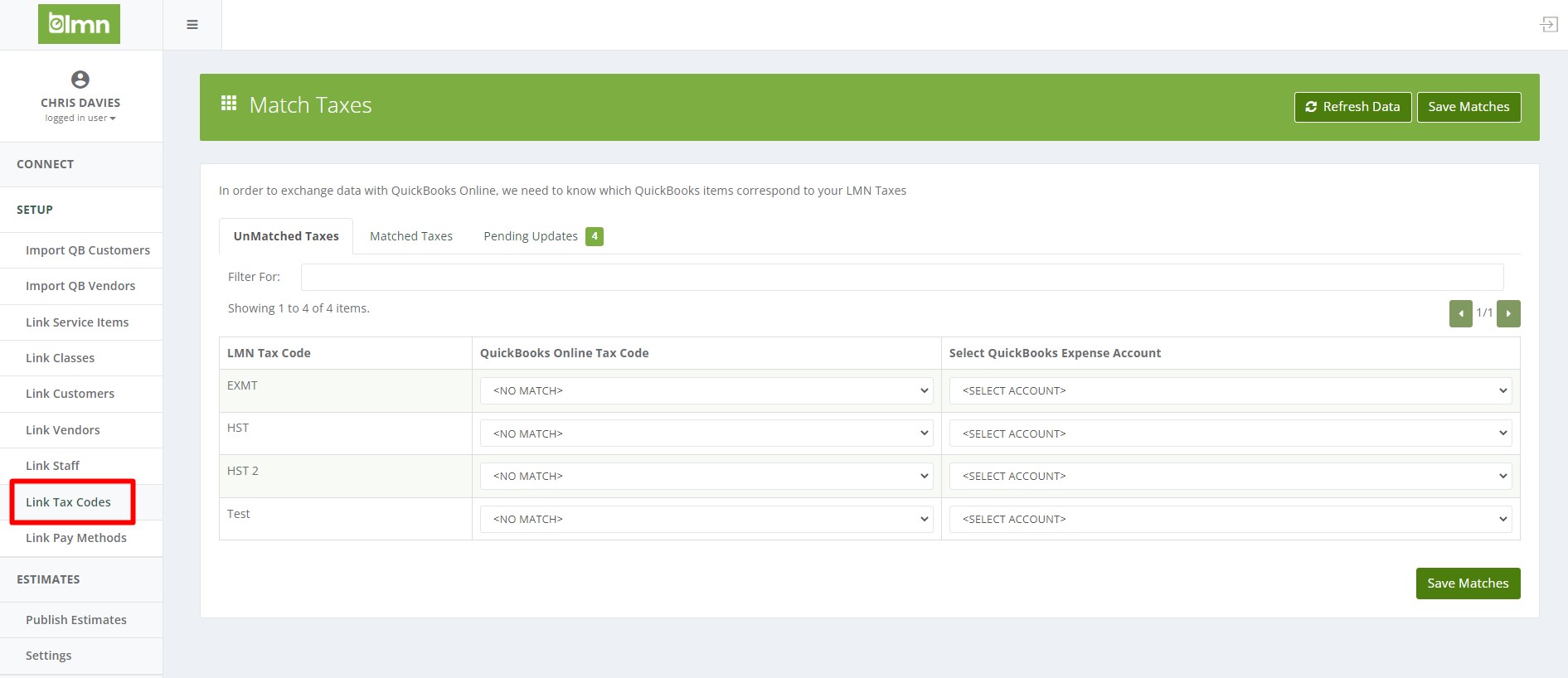Exporting LMN Vendor Bills to QuickBooks LMN